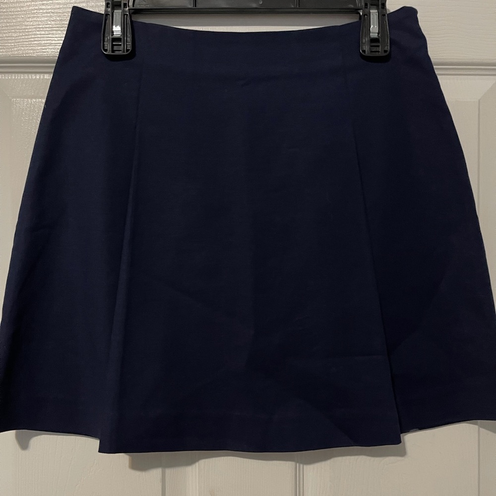 Lauren Ralph Lauren Petite Navy A-Line Mini Skirt Pleated Front  NWOT 2P